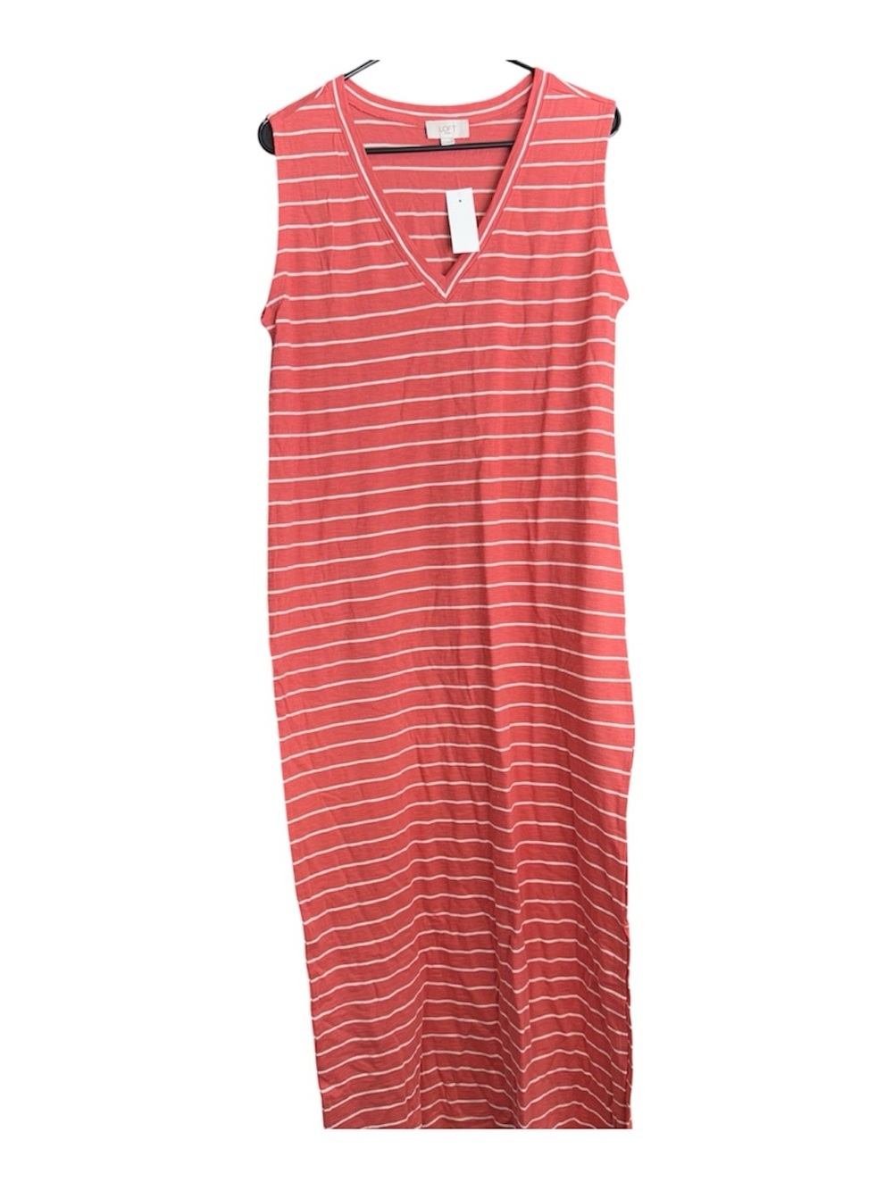 NWT LOFT Coral and White Striped dress size M